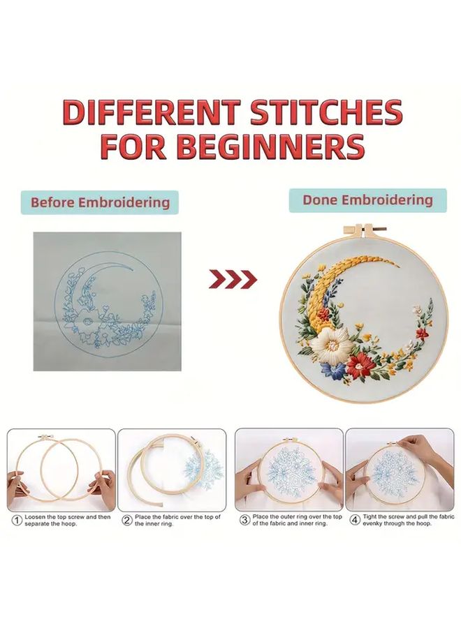 Complete Embroidery Kit Black Golden Butterfly Moonlight Starry Sky Pre Printed Patterns - Image 5