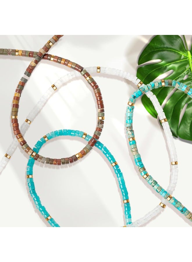 AGOT Beaded Gemstone Necklace for Women: Boho Bead Choker Natural Stone Necklaces - Handmade Jewelry for Summer Beach, 16 inches (standard), 18 inches (with extension), Stone, Turquoise - Image 5