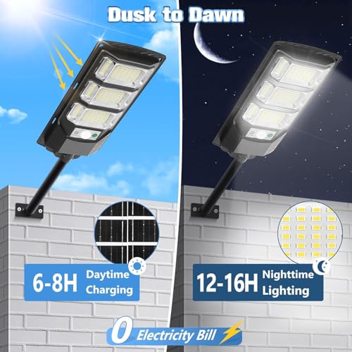 XERGY 100W Solar LED Street Light with Remote – 144 LEDs, Motion Sensor, Dusk to Dawn Sensor, IP67 Waterproof, 4.5W Solar Panel, 3000mAh Battery – Outdoor Lighting for Garden, Yard, Driveway, Garage - Image 2
