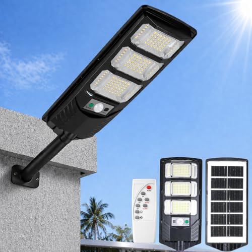 XERGY 100W Solar LED Street Light with Remote – 144 LEDs, Motion Sensor, Dusk to Dawn Sensor, IP67 Waterproof, 4.5W Solar Panel, 3000mAh Battery – Outdoor Lighting for Garden, Yard, Driveway, Garage - Image 1