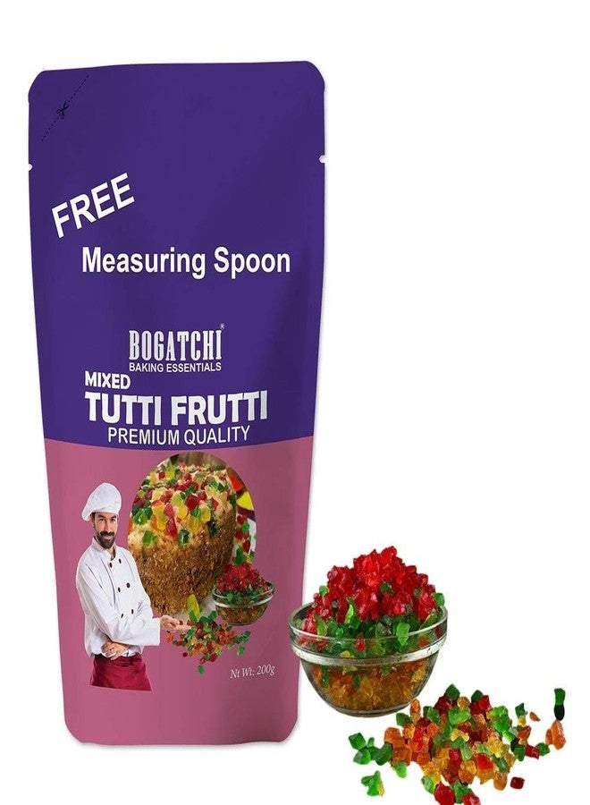 BOGATCHI Mixed Tutty fruitty Dry Fruit for Cake, Ice Creams and Shakes Decorations, Mix Tutti Frutti Multicolor, Delicious and Tasty, 200g with Free Measuring Spoon - Image 1