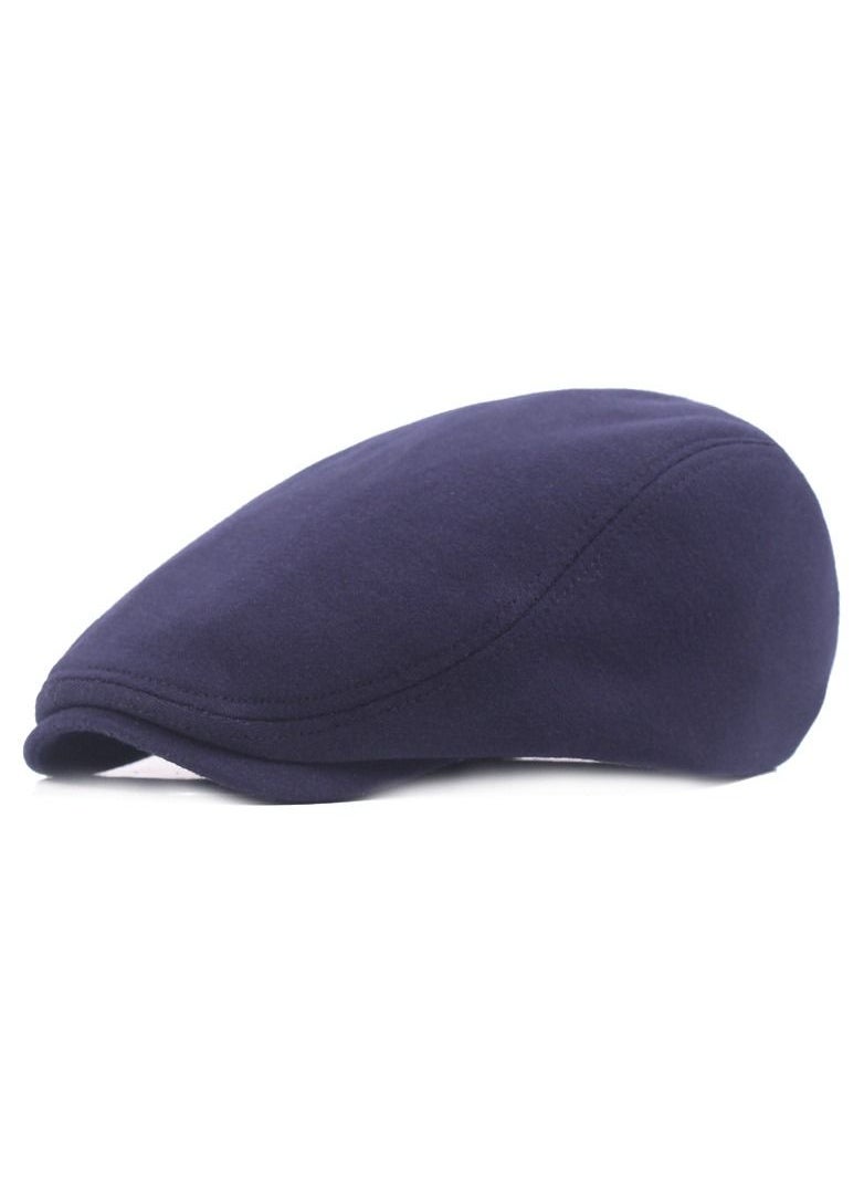 Loquat Woolen Cap Beret Is Elastic After Art Restoration Navy Blue 