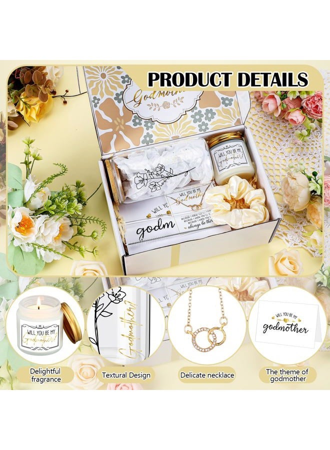 Singhoow 6 Pcs Godmother Proposal Gift Set, Will You Be My Godmother Gift Box, 16oz Glass Cup, Necklace & Scented Candle from Godchild for Baptism Mother's Day Birthday(English,White) - Image 4