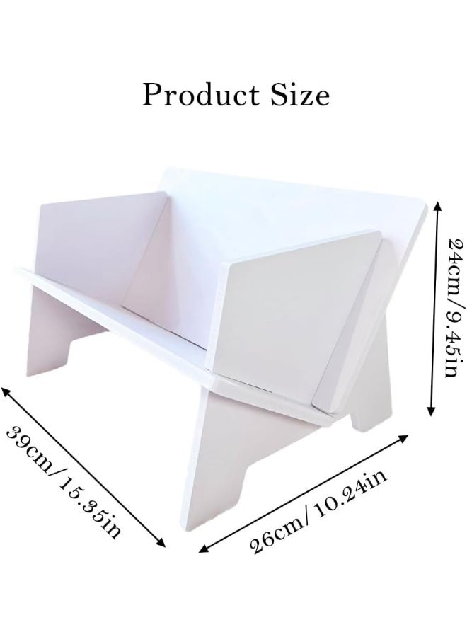 TPGP White Desktop Bookcase, Kids Tilted Bookshelf Storage Display Stand, Small Simple Desk Organiser for Books, Magazine, CDs (White)  - Image 3