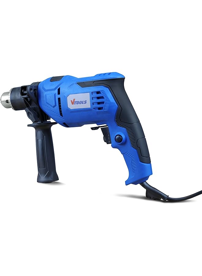 VTOOLS 500 Watt 13 Mm Electric Impact Drill For Wood Concrete And Metal Drilling Blue Vt1106 - Image 3