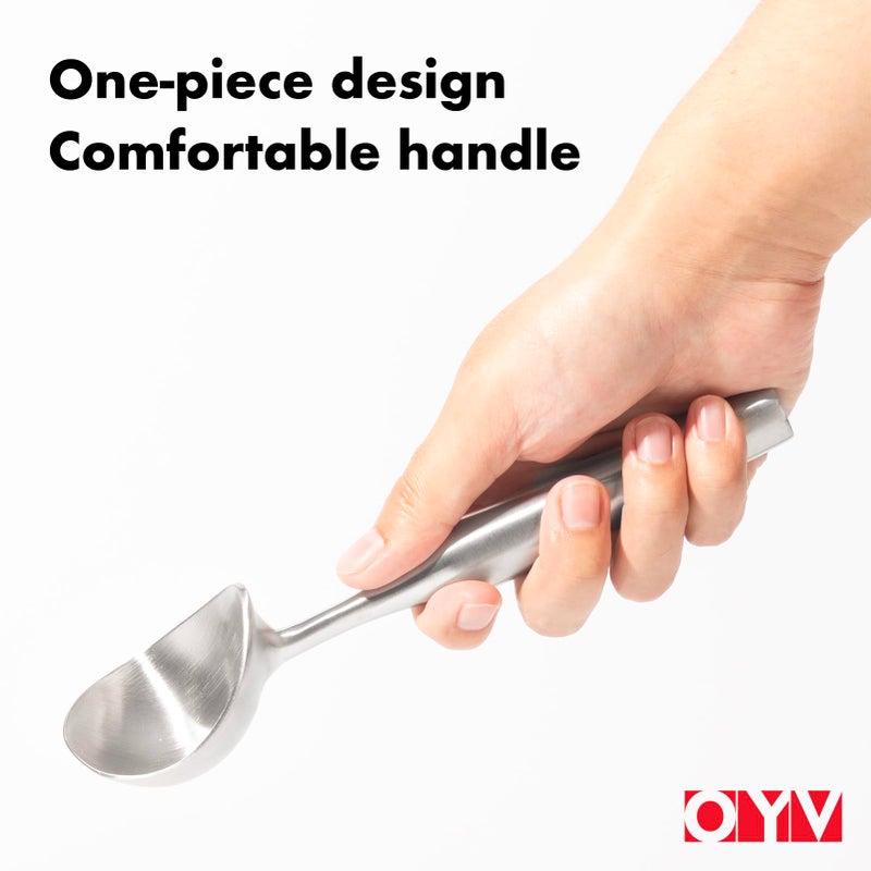 OYV Stainless Steel Ice Cream Scoop, Ergonomically Designed Handle for Comfort, Heavy Duty Ice Cream Scooper, One-Piece Design Ice Cream Scoops, Dishwasher Safe. - Image 3