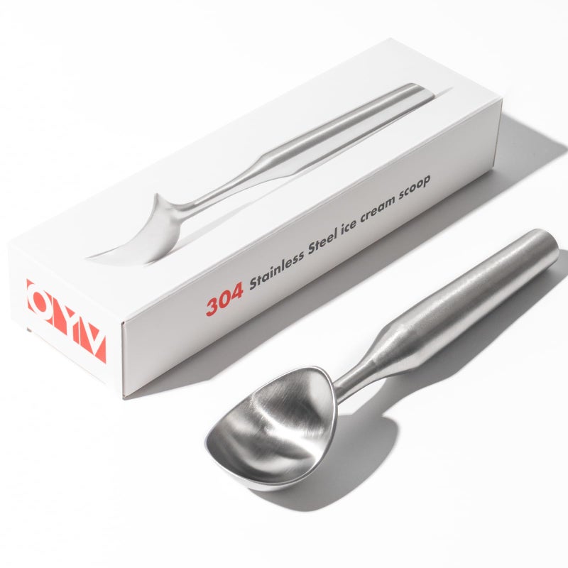 OYV Stainless Steel Ice Cream Scoop, Ergonomically Designed Handle for Comfort, Heavy Duty Ice Cream Scooper, One-Piece Design Ice Cream Scoops, Dishwasher Safe. - Image 1