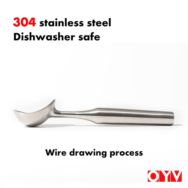 OYV Stainless Steel Ice Cream Scoop, Ergonomically Designed Handle for Comfort, Heavy Duty Ice Cream Scooper, One-Piece Design Ice Cream Scoops, Dishwasher Safe. - Image 2