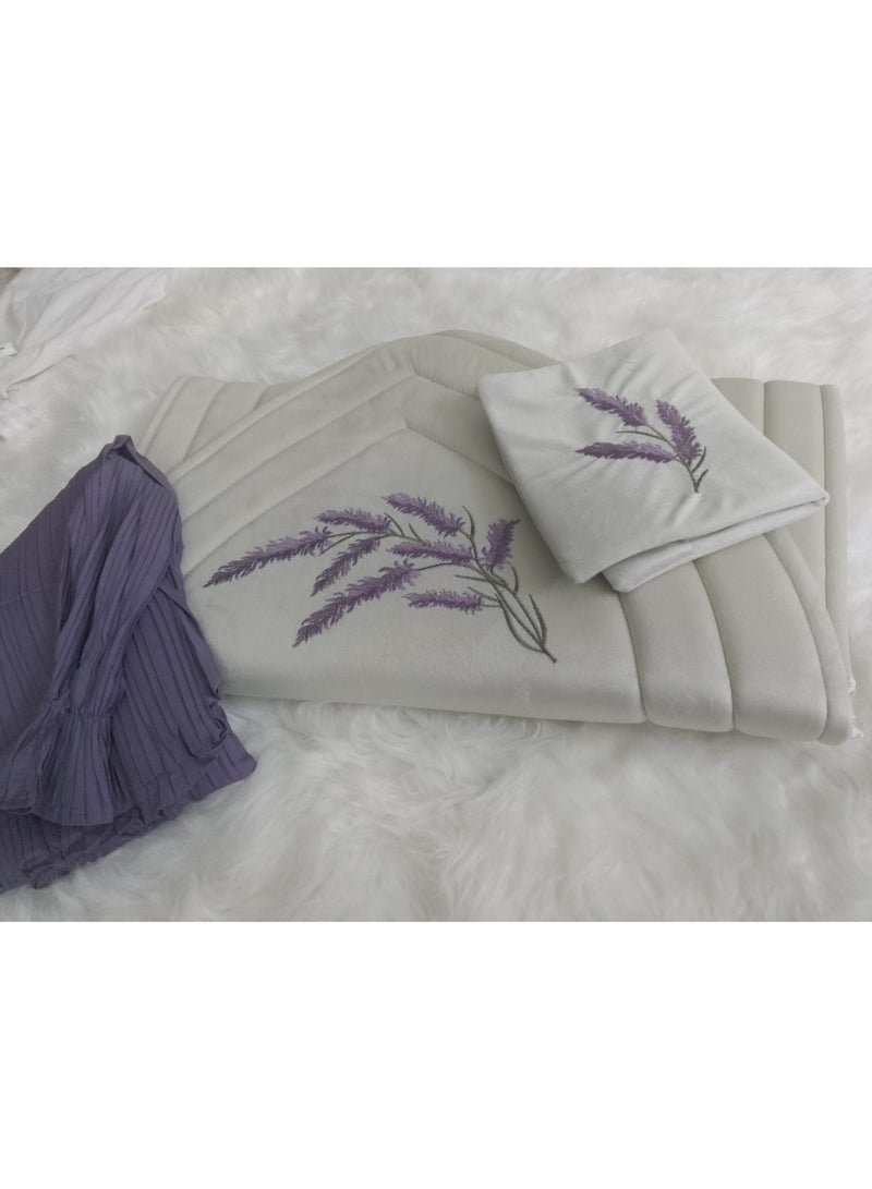 SMART HOME Embroidered sponge padded prayer rug set with a crushed embroidered prayer sheet. Excellent soft,  and Quran cover ,cool material that provides you with comfort.  - Image 2