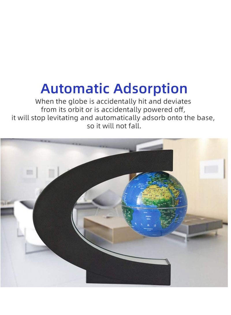 كاست ويف 3 بوصة المغناطيسي الرفع العائم خريطة العالم الكرة الأرضية مع C شكل قاعدة أضواء LED لتعليم ديكور مكتب المنزل - Image 5
