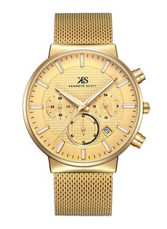 KENNETH SCOTT Kenneth Scott Men's Quartz Movement Watch, Multi Function Display and Mesh Strap - K22133-GMGC, Gold  - Image 1