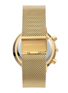 KENNETH SCOTT Kenneth Scott Men's Quartz Movement Watch, Multi Function Display and Mesh Strap - K22133-GMGC, Gold  - Image 3