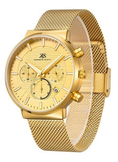 KENNETH SCOTT Kenneth Scott Men's Quartz Movement Watch, Multi Function Display and Mesh Strap - K22133-GMGC, Gold  - Image 2
