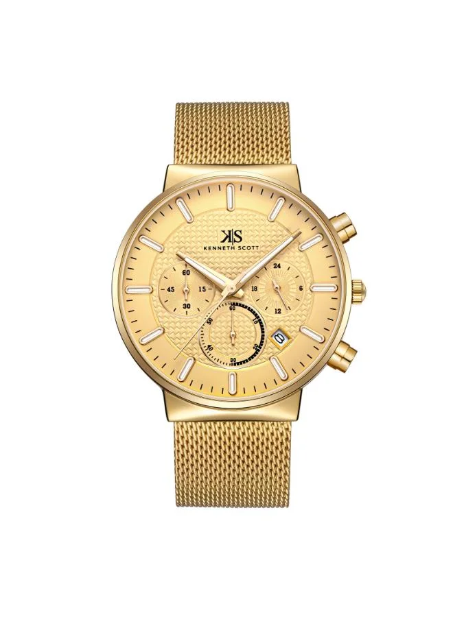 KENNETH SCOTT Men's Mesh Multi Function Watch K22133-GMGC - 41 mm