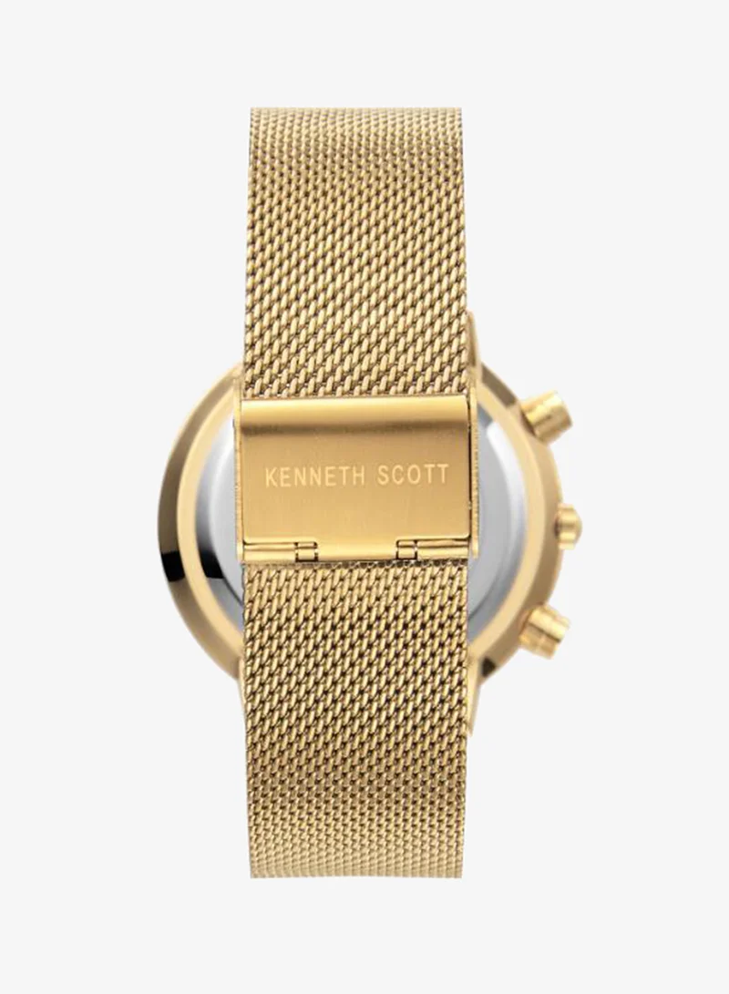 Kenneth Scott Champagne Men's Mesh Multi Function Watch K22133-GMGC - 41 mm for Men | Best Price UAE