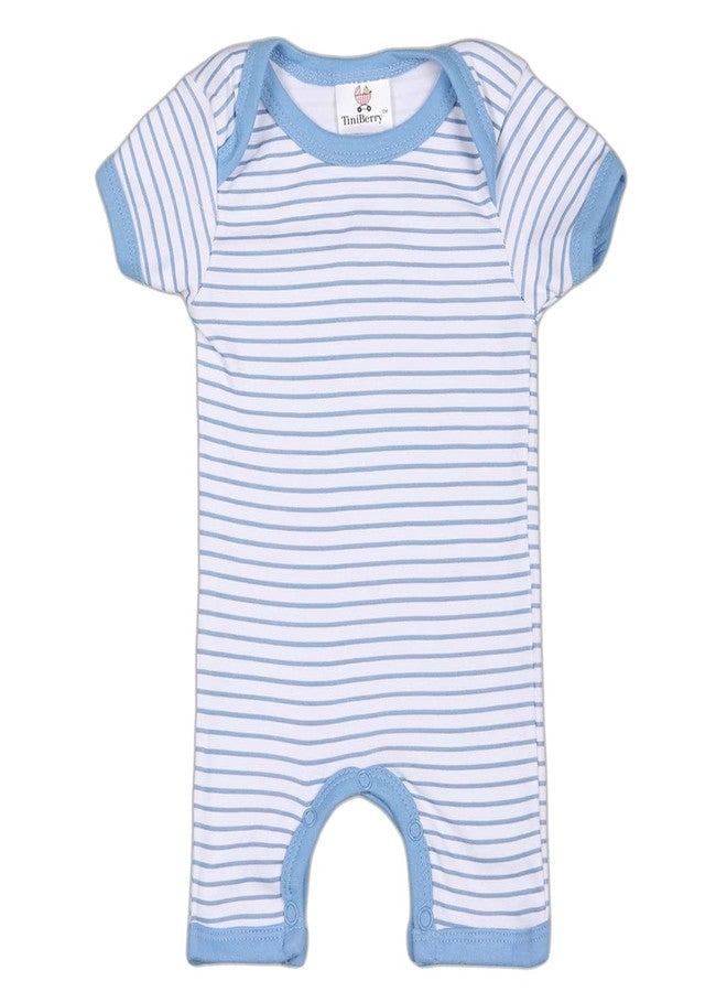 TiniBerry 100% Cotton Sleep Rompers/Sleepsuits/Jumpsuit/Bodysuit Night Suits for Baby Boys & Girls, Infants, New Borns (Pack of 3) (0-3 Months, LIGHT BLUE) - Image 4