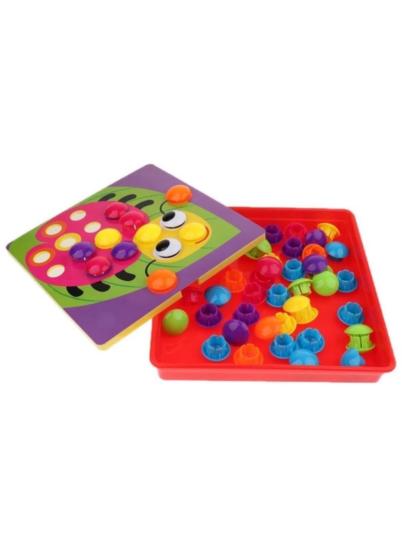 BLOOMING TIME Toddler Crafts Puzzles Set, Button Art Toys for Preschool Boys Girls, Early Developmental Activities Game, 10 Pictures and 46 Buttons, with a Box Easy to Storage - Image 2