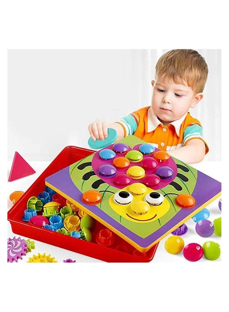 BLOOMING TIME Toddler Crafts Puzzles Set, Button Art Toys for Preschool Boys Girls, Early Developmental Activities Game, 10 Pictures and 46 Buttons, with a Box Easy to Storage - Image 3