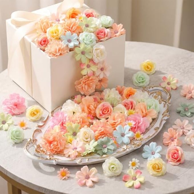 Geosar 120 Pcs Artificial Flowers Bulk Mini Silk Flower for Crafts Fake Small Flowers Heads Floral Arrangement Decor for Spring DIY Wreath Wedding Bouquet Decoration(Pastel Color,Elegant Style) - Image 5