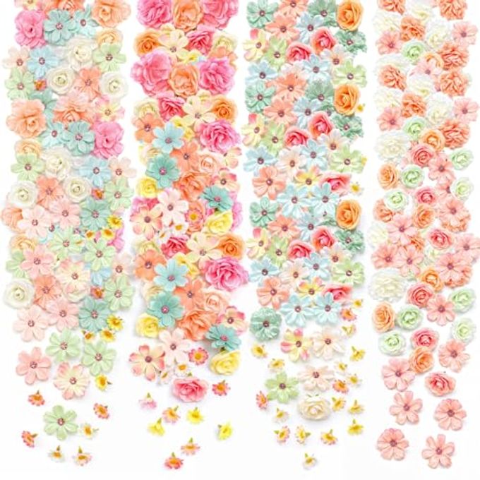 Geosar 120 Pcs Artificial Flowers Bulk Mini Silk Flower for Crafts Fake Small Flowers Heads Floral Arrangement Decor for Spring DIY Wreath Wedding Bouquet Decoration(Pastel Color,Elegant Style) - Image 4