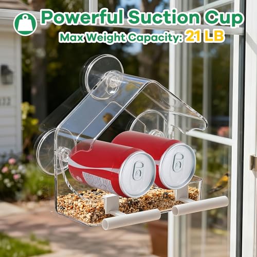 BTFSZ Clear Bird Feeder for Window Acrylic, Window Bird Feeders with Strong Suction Cups, Suction Cup Bird Feeder for Garden, Yard, Elderly Kids Viewing Wild Birds Outside, as a Bird Watching Gift - Image 4
