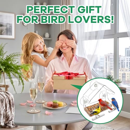 BTFSZ Clear Bird Feeder for Window Acrylic, Window Bird Feeders with Strong Suction Cups, Suction Cup Bird Feeder for Garden, Yard, Elderly Kids Viewing Wild Birds Outside, as a Bird Watching Gift - Image 3