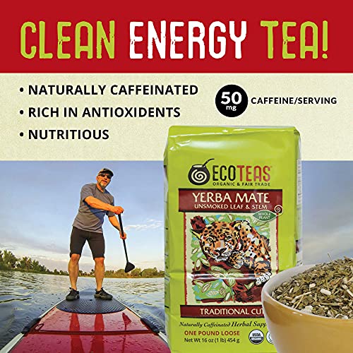 ECOTEAS Organic Yerba Mate Loose Leaf Tea – Unsmoked Detox Herbal Tea for Natural Energy – Coffee Alternative - Kosher, Non-GMO, Gluten-Free - Traditional Cut, 1 lb (Pack of 1) - Image 5