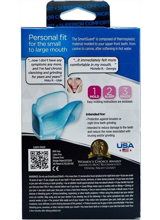 SmartGuard - Dental Guard SMARTGUARD Elite (2 Guards 1 Travel case) Front Tooth Custom Anti Teeth Grinding Night Guard for Clenching - Dentist Designed - Bruxing Splint Mouth Protector for Relief of Symptoms - Image 1