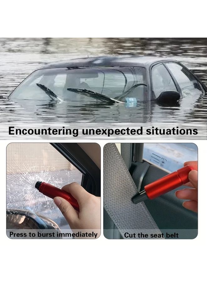 Red Car Safety Escape Hammer Emergency Window Breaker and Seat Belt Cutter Tool - Image 3