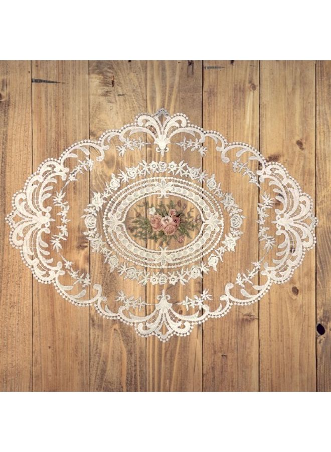Handsomegift Lace Oval Placemat White 70x45cm - Image 2