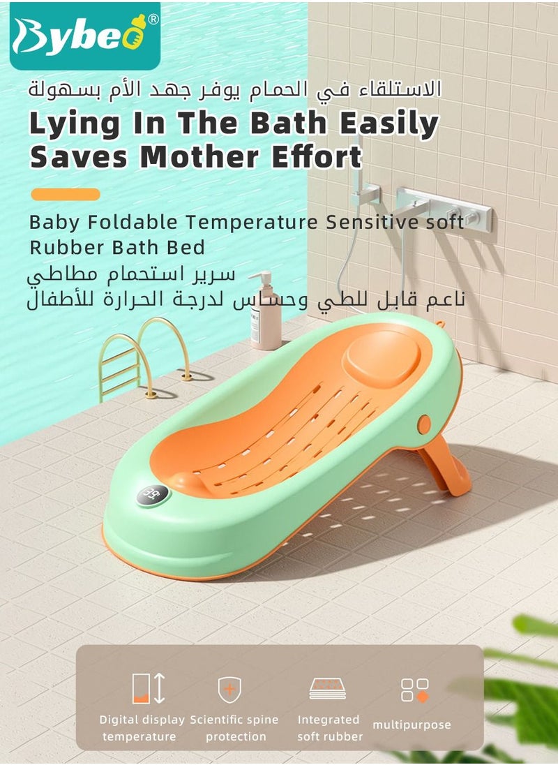 Bybeo 8 PCS Baby Bath Chair Infant Bather Support With Temperature Sensing + Hair Washing Shampoo Cup + Brush + 2 Ducks + 3 Ocean Balls For Newborn to Toddler Use in the Sink or Bathtub  - Image 2