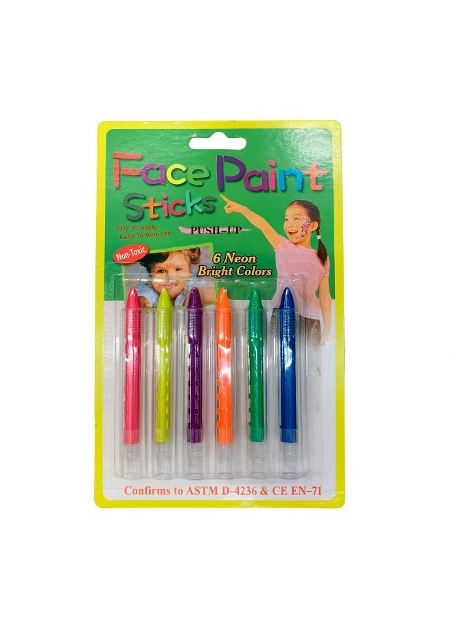 Neon Face Paint Sticks – 6 Colors - Image 2