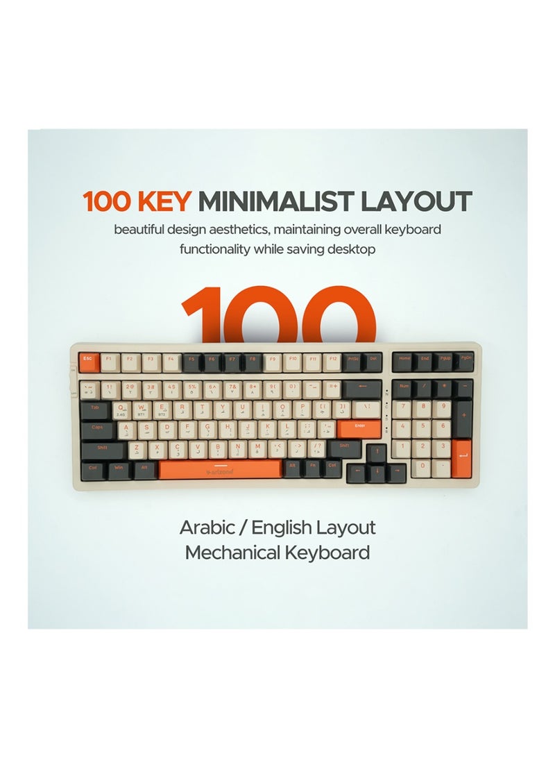 arizone BK-035 Hot-Swappable 2.4G Wireless Mechanical Keyboard - English/Arabic Layout Multi color - Image 4