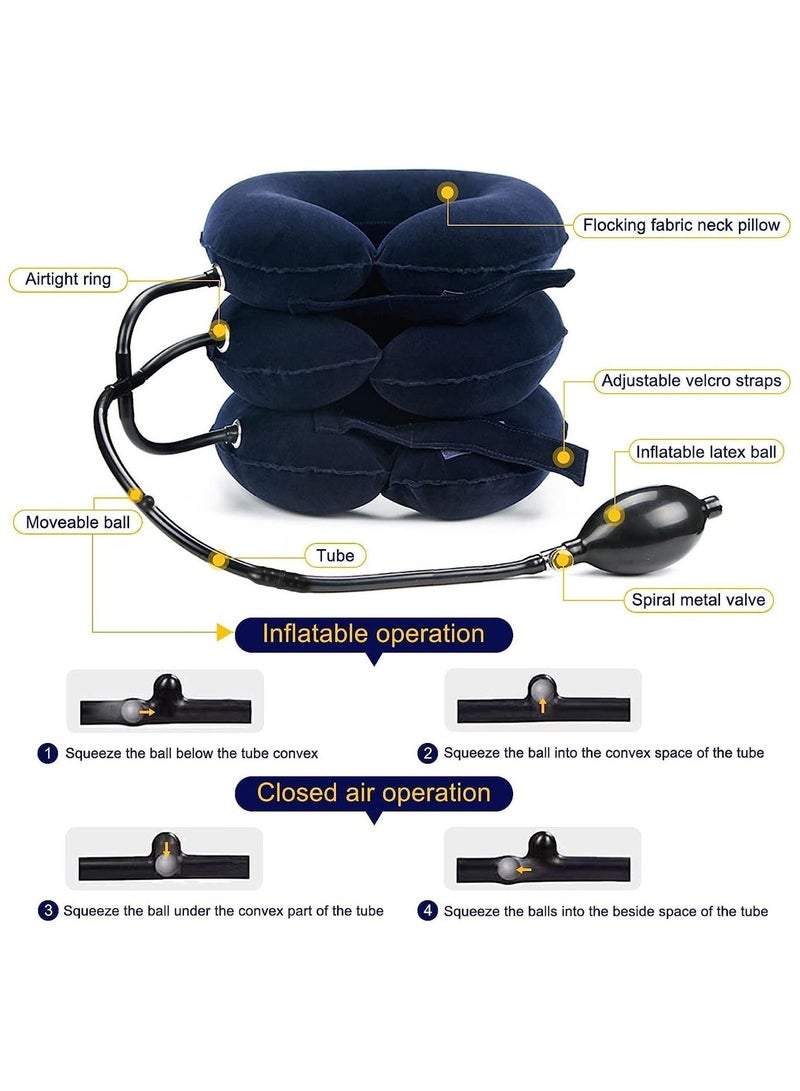 Chabeia Adjustable Air Inflation Neck Traction – Portable Cervical Support Device with Pump, Ergonomic Design for Home Comfort (Blue) - Image 2