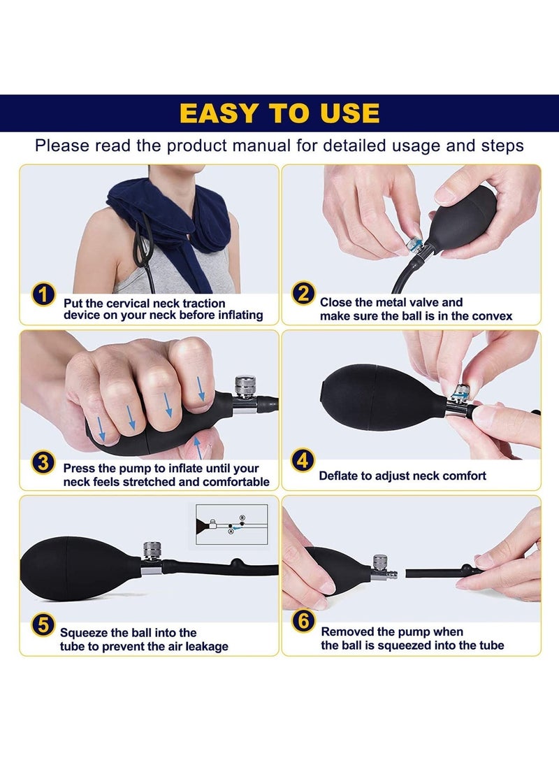 Chabeia Adjustable Air Inflation Neck Traction – Portable Cervical Support Device with Pump, Ergonomic Design for Home Comfort (Blue) - Image 5