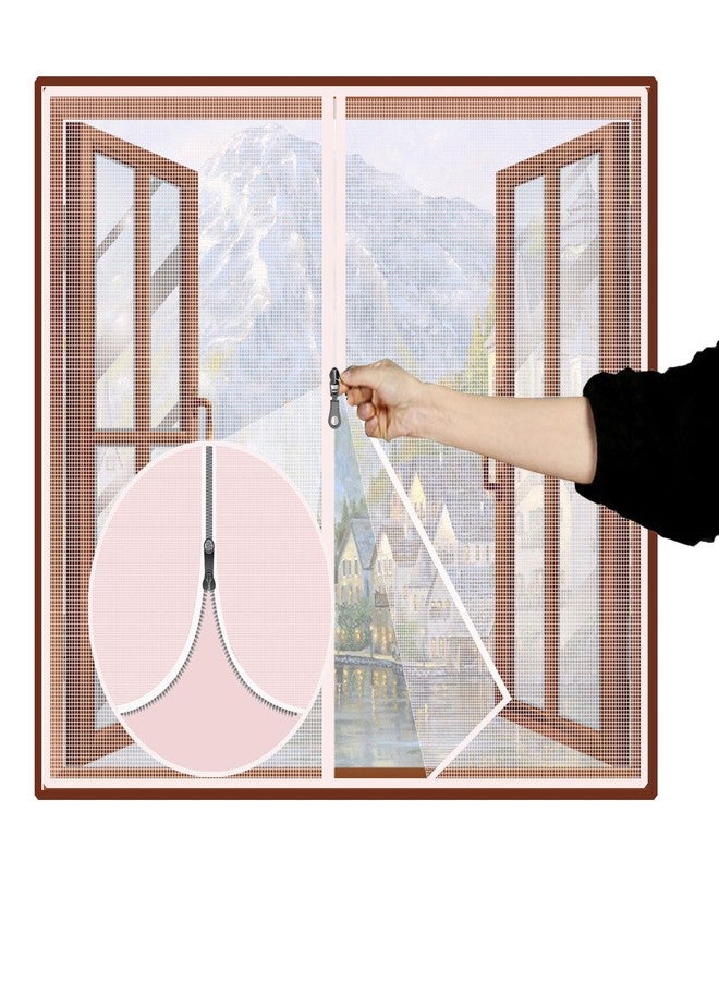 WNE Jaliwale Pre-Stitched Fiberglass Window Mosquito Net with Zipper, Self Adhesive Hook Tape, Size:Height 130cm x Width 180cm (51.18x70.86Inches or 4.26x5.90ft) Colour - White - Image 1