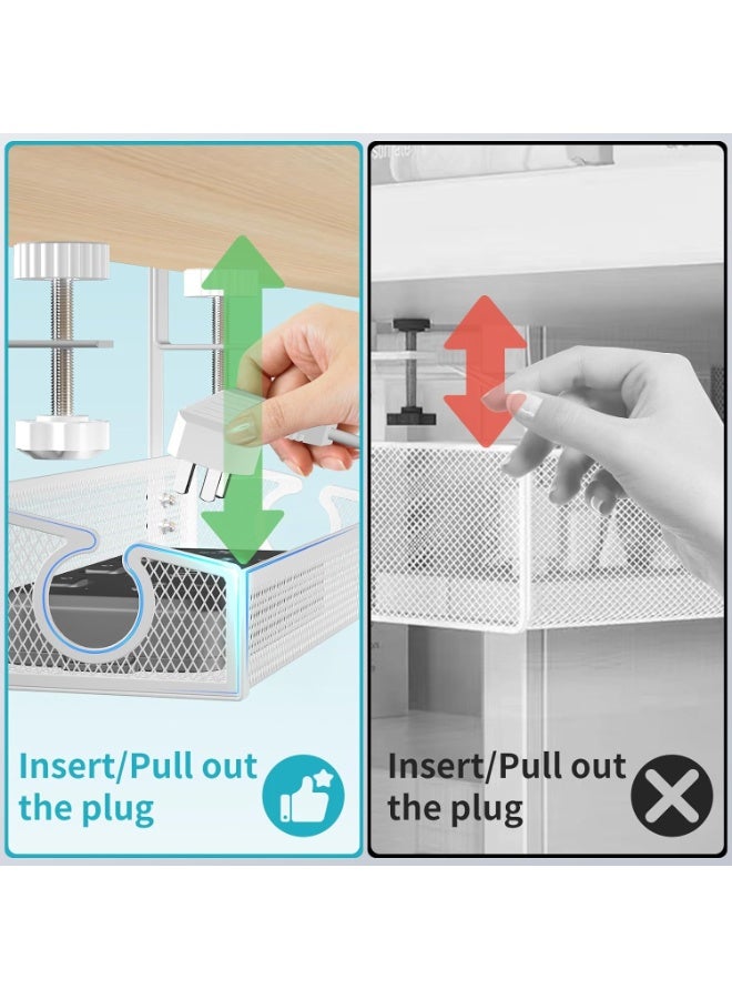 Relex Under Desk Cable Management Tray White, Cable Management Under Desk No Drill, Cable Tray with Clamp for Desk Wire Management, Desk Cable Management Box for Office, Home - Image 4