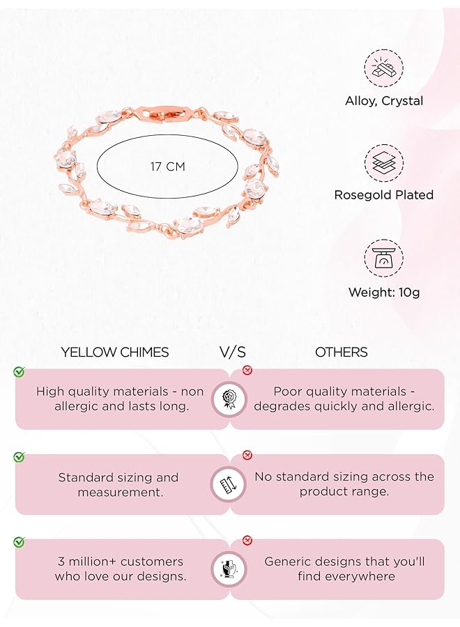تشيميز أصفر أحدث سوار مصمم من أحجار الزركون السويسرية بتصميم سلسلة الورد للنساء والفتيات - Image 4