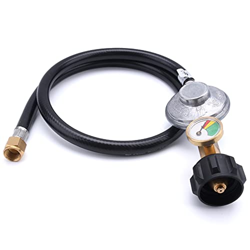 GasSaf 3Feet Low Pressure Propane Regulator and Hose Replacement for Weber Gas Grill Most LP Gas Grill, Heater and Fire Pit Table, Type-1 (QCC-1) Tank Connect,3/8" Female Flare Nut -CSA Certifide - Image 1