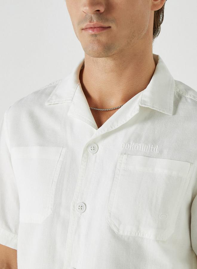 Ecko Unltd. Ecko Unltd Solid Camp Collar Linen Blend Shirt - Image 4