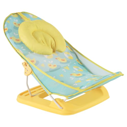 Nuluv Premium Baby Bather | Bath Chair for Newborn and Infants 0-3 Months | Foldable | 3 Position Adjustable Chair | Anti Skid Base | Washable Soft Mesh Seat | for Babies Upto 5Kg (Sunshine) - Image 1