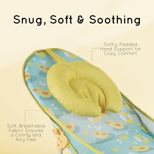 Nuluv Premium Baby Bather | Bath Chair for Newborn and Infants 0-3 Months | Foldable | 3 Position Adjustable Chair | Anti Skid Base | Washable Soft Mesh Seat | for Babies Upto 5Kg (Sunshine) - Image 3