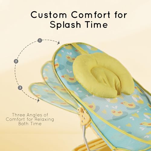 Nuluv Premium Baby Bather | Bath Chair for Newborn and Infants 0-3 Months | Foldable | 3 Position Adjustable Chair | Anti Skid Base | Washable Soft Mesh Seat | for Babies Upto 5Kg (Sunshine) - Image 5