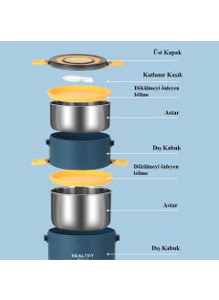 Weather Forecast 304 Steel Blue Two Layer 1600 ml Food Storage Container Lunch Box CIN563MV  - Image 4