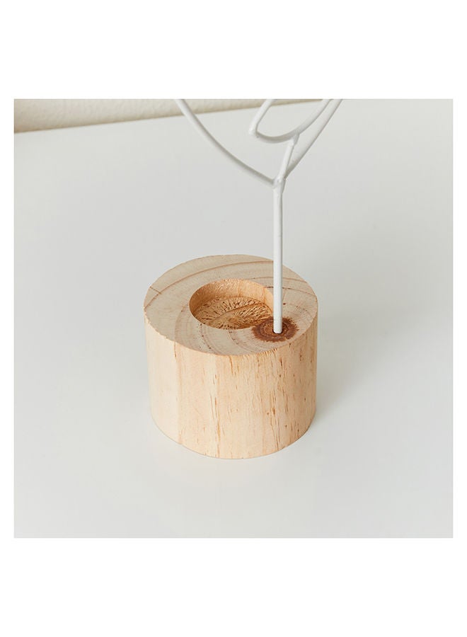 Home Box حامل شموع معدني من إيفا بقاعدة خشبية 18 × 28 × 8 سم - Image 3