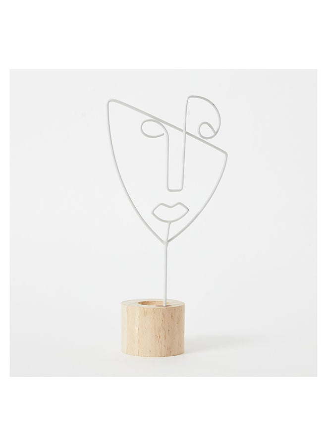 Home Box حامل شموع معدني من إيفا بقاعدة خشبية 18 × 28 × 8 سم - Image 4