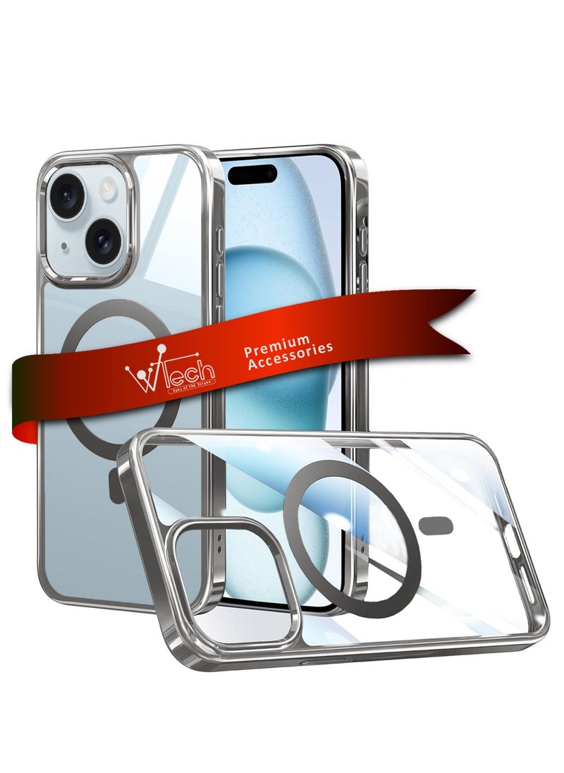Wtech - Titanium Series Magsafe Wireless Charging Case Cover For Apple iPhone 15 Plus 2023 Grey - Image 1
