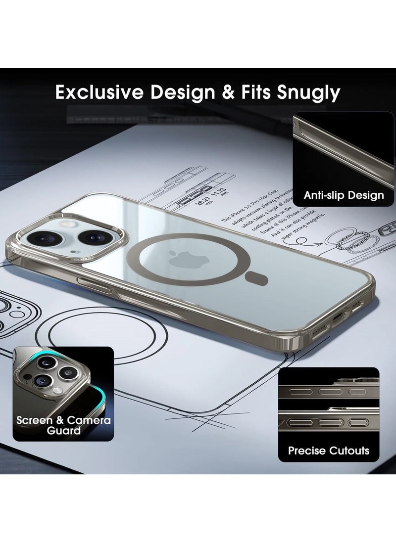 Wtech - Titanium Series Magsafe Wireless Charging Case Cover For Apple iPhone 15 Plus 2023 Grey - Image 1