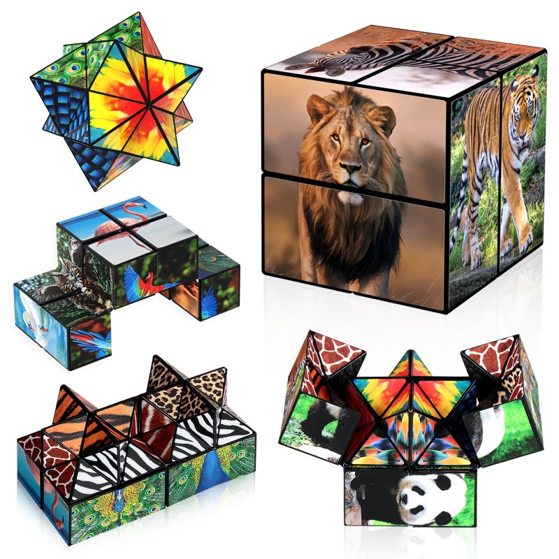 Euclidean Cube 2 in 1 Star Cube Magic Cube Set Fidget Toy for Kids Animal Toys for Ages 813 Travel Yoshimoto Cube for 6 7 8 9 10 11 YearOld Boy Girls Gifts - Image 2