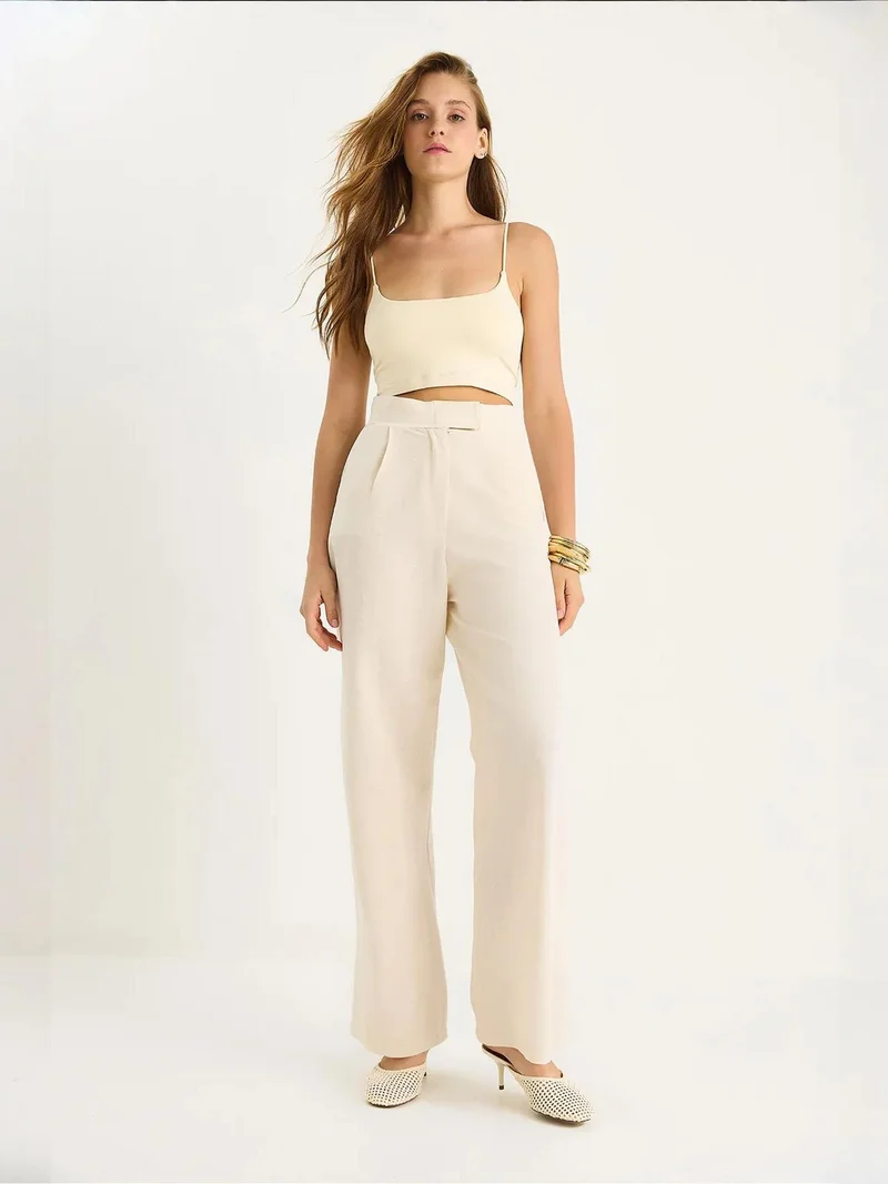 Bianco Lucci LUCCI High Waist Wide Leg Pants